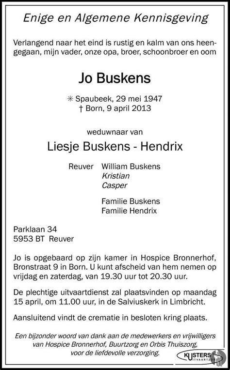 joey buskens overleden